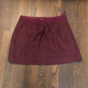 Maroon wool mini skirt with pockets! By J. Crew